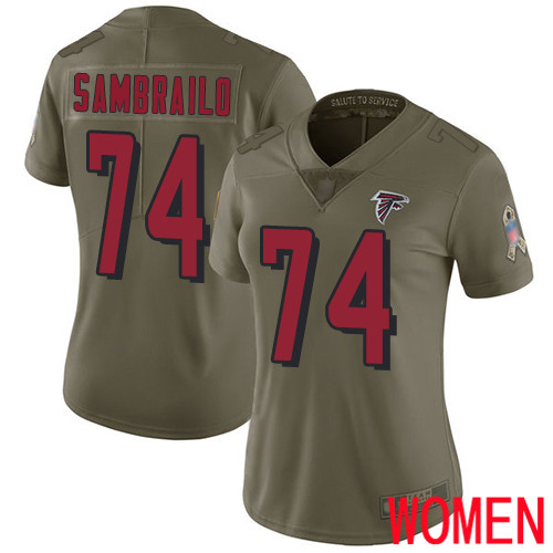 Atlanta Falcons Limited Olive Women Ty Sambrailo Jersey NFL Football #74 2017 Salute to Service->youth nfl jersey->Youth Jersey